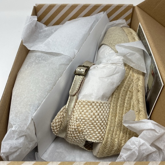 NWT Soludos Sandals Open Toe Midwedge Linen in Platinum Size 9 - Picture 3 of 11